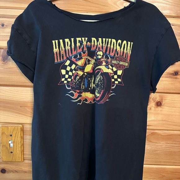 Harley-Davidson Tops - Harley-Davidson Vintage Black Graphic T-Shirt- custom cut